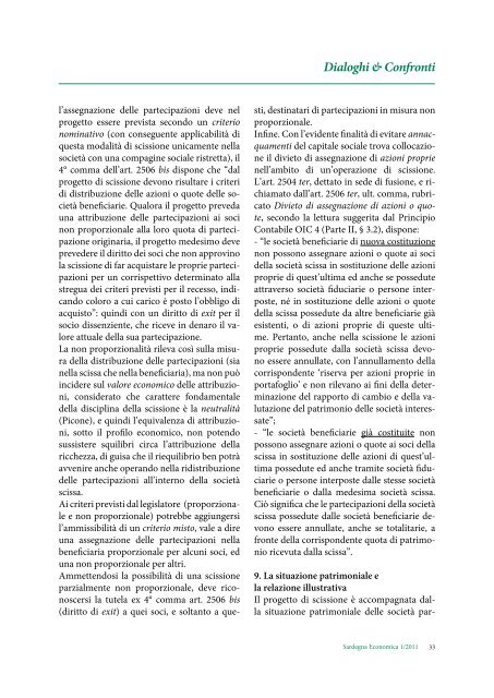 Sardegna Economica, N. 1/2011 - Università degli studi di Cagliari.