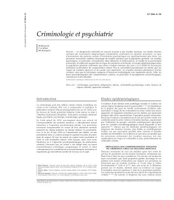 Criminologie et psychiatrie - Psychologie - M. Fouchey