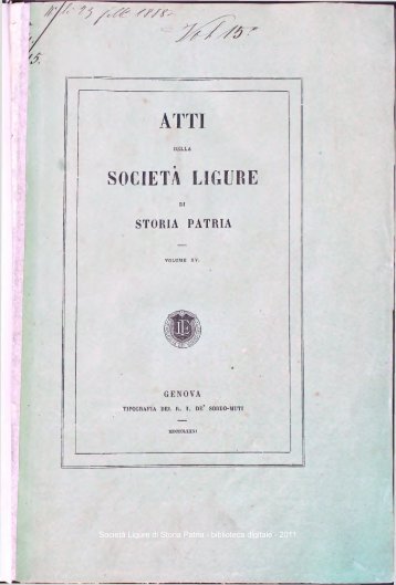 ATTI SOCIETÀ LIGURE - Società Ligure di Storia Patria