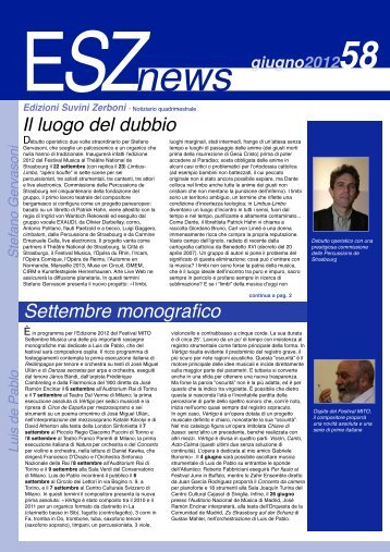ESZ NEWS N. 58_giugno 2012.pdf - Edizioni Suvini Zerboni