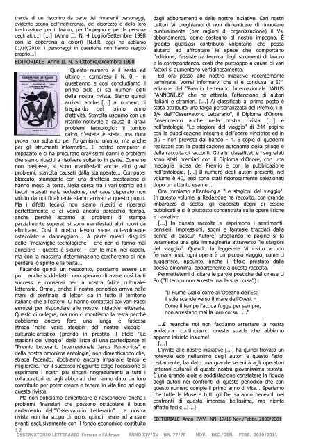 Editoriali NN. 77/78 - Osservatorio Letterario