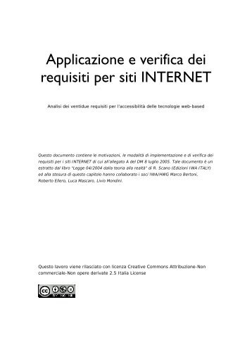 Applicazione e verifica dei requisiti per i siti ... - PubbliAccesso