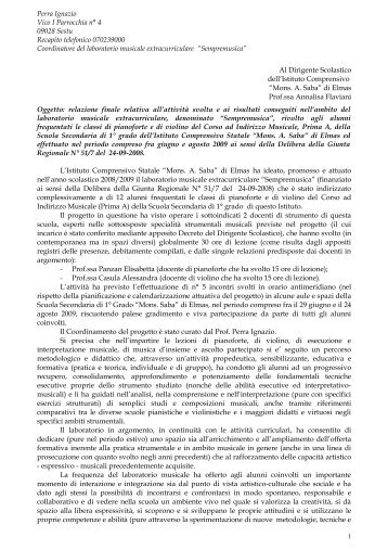 Relazione finale Sempremusica Coord. Perra - Istituto Comprensivo ...