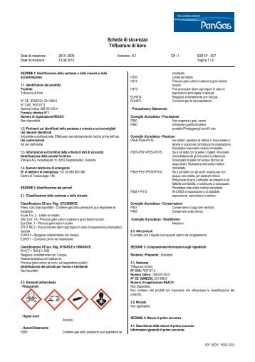 Scheda di sicurezza Trifluoruro di boro - PanGas