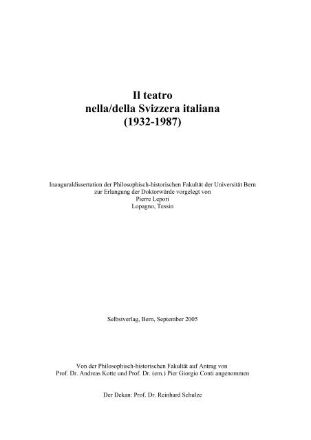 Il Teatro Nella Della Svizzera Italiana 05 Pdf 529 Pierre Lepori