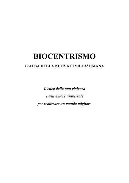 BIOCENTRISMO - Associazione Vegetariana Animalista