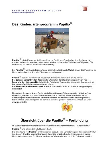 Kindergartenprogramm Papilio - Suchthilfezentrum Wildhof