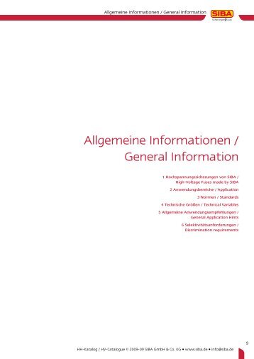 Allgemeine Informationen / General Information - SIBA - Fuses