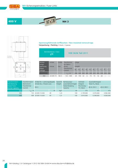 Niederspannungs- Hochleistungs-Sicherungen Low ... - SIBA - Fuses