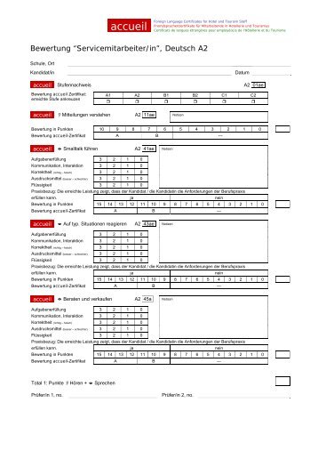 Bewertungsbogen Servicemitarbeiter/in - Seven49.net GmbH