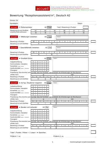 Bewertungsbogen Rezeptionsassistent/in - Seven49.net GmbH