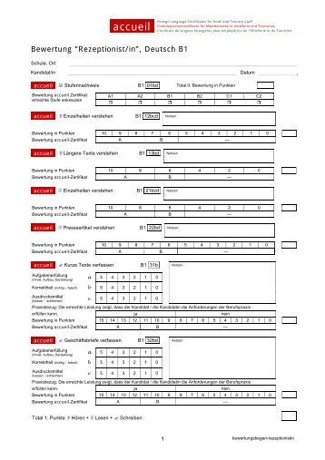 Bewertungsbogen Rezeptionist/in - Seven49.net GmbH