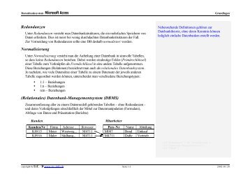 Redundanzen Normalisierung (Relationales) Datenbank ...