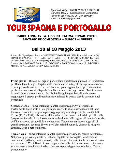 35 tour spagna e portogallo - Santiniviaggieturismo.it