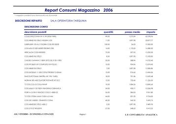 Report Consumi Magazzino 2006 - ASL Viterbo