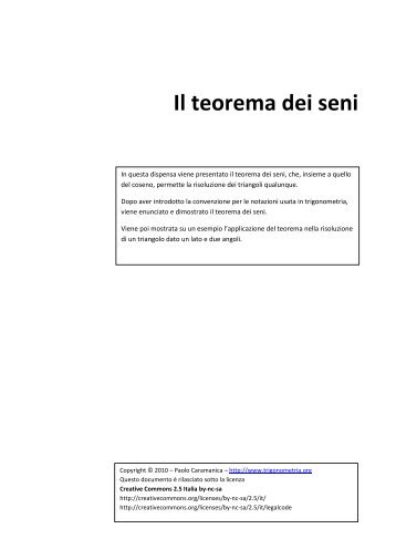 Il teorema dei seni - Dispense di trigonometria e goniometria