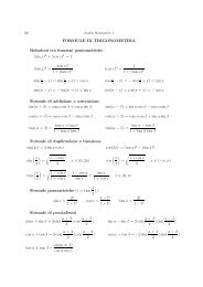 FORMULE DI TRIGONOMETRIA Relazioni tra funzioni ...