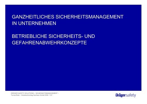 ganzheitliches sicherheitsmanagement - Arbeitsschutztag in ...