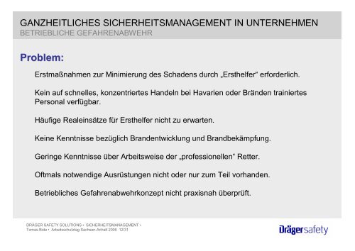 ganzheitliches sicherheitsmanagement - Arbeitsschutztag in ...