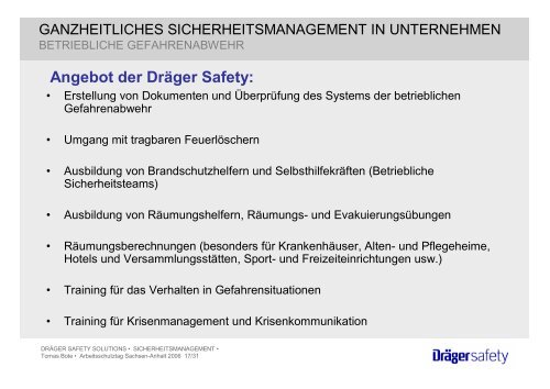 ganzheitliches sicherheitsmanagement - Arbeitsschutztag in ...