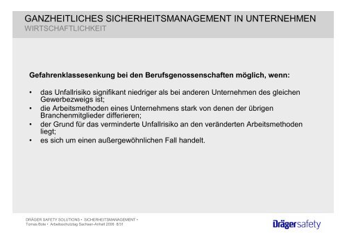 ganzheitliches sicherheitsmanagement - Arbeitsschutztag in ...