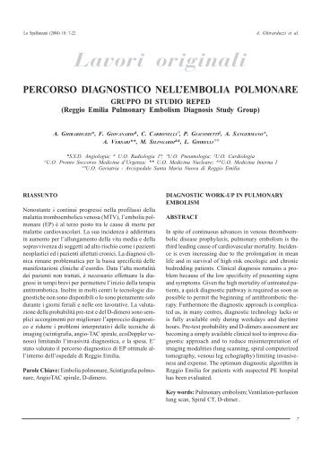 Percorso diagnostico nell'embolia polmonare - Ordine dei Medici ...