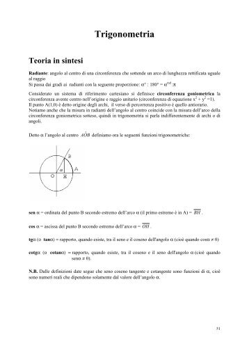 Formulario di Trigonometria (Trigonometry)