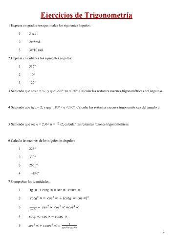 Ejercicios de Trigonometría - Amolasmates