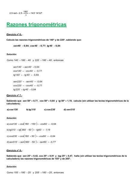 Ejercicios de trigonometria - Amolasmates