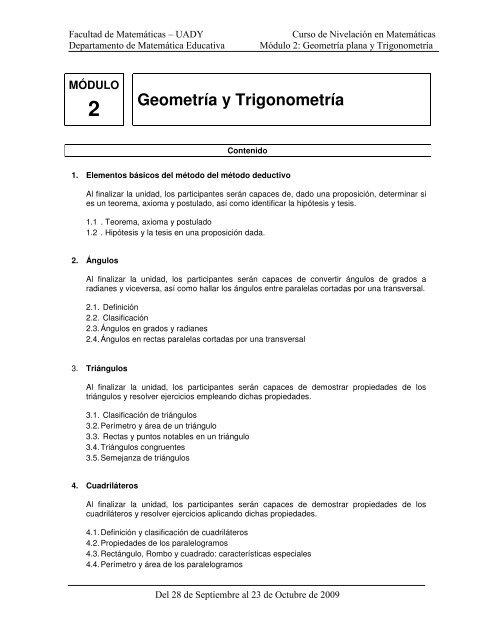Geometría y Trigonometría - Facultad de Matemáticas