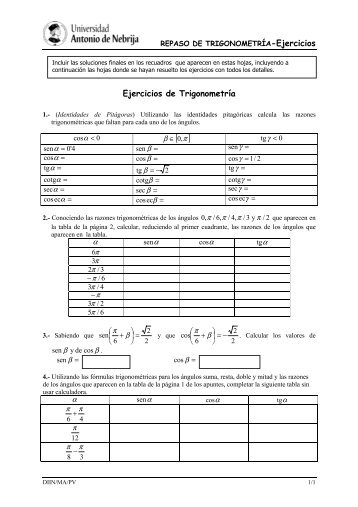 Ejercicios de Trigonometría