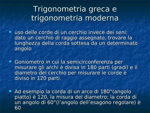 Piccola storia della trigonometria - Dipartimento di Matematica "U ...