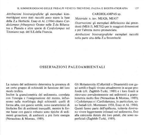 il kimmeridgiano delle prealpi veneto-trentine: fauna e biostratigrafia