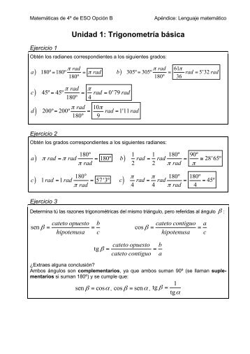 Solucionario Tema 1 Trigonometría - Blog de Matemáticas
