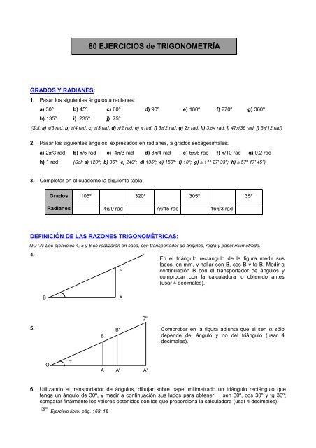 7. ejercicios de trigonometría - Página Web de Alfonso González
