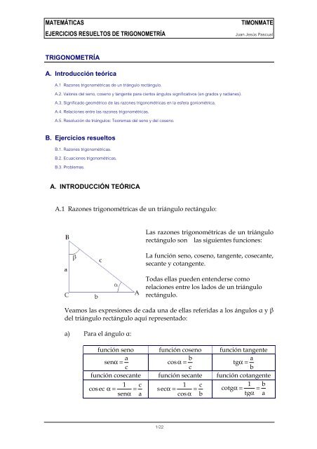 Ejercicio Trigonometría Resuelto