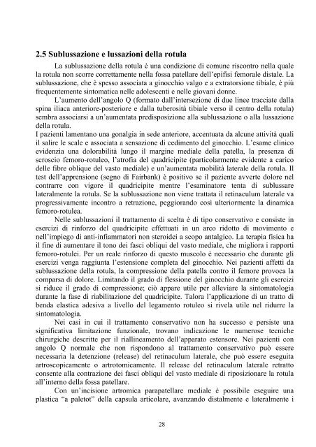 patologie del ginocchio - Federazione Italiana Tennis
