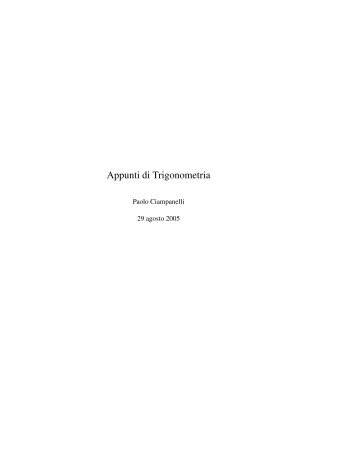 Appunti di Trigonometria - Dipartimento di Matematica