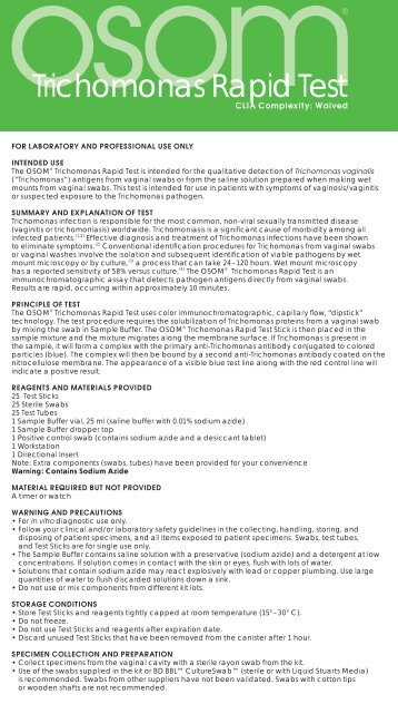 OSOM® Trichomonas Rapid Test - Sekisui Diagnostics