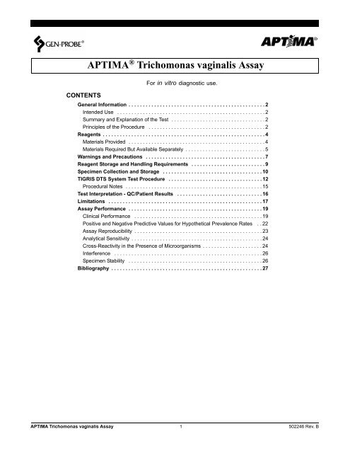 APTIMA Trichomonas vaginalis Assay - Gen-Probe, Inc.