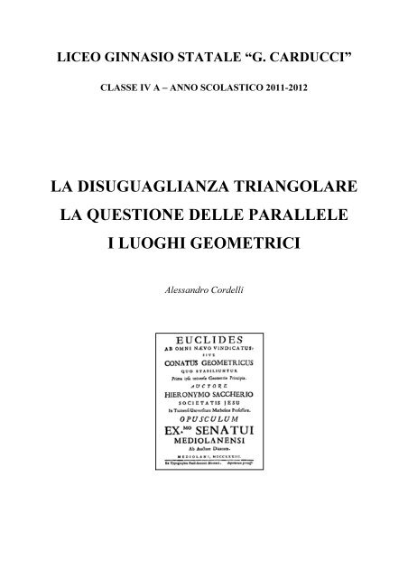 Dispense sulla disuguaglianza triangolare, le rette parallele e i ...