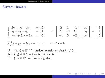 Il metodo di eliminazione di Gauss e la