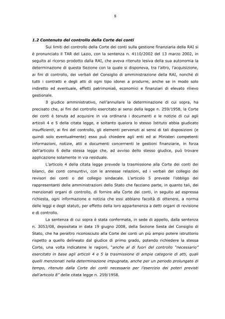 Delibera n. 93/2008 Relazione - Corte dei Conti