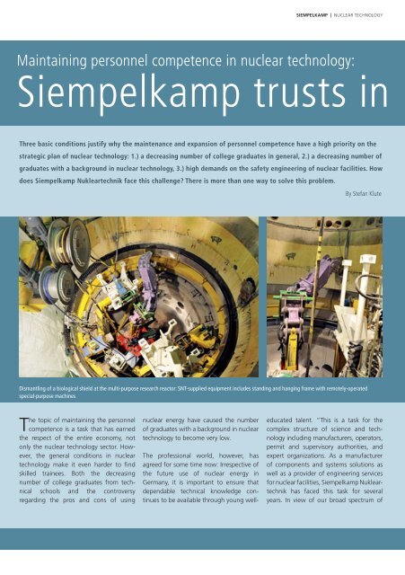 Siempelkamp trusts in trainees with insight