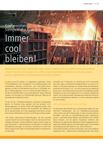 Großmotorenbau in der Siempelkamp Giesserei: Immer cool bleiben!