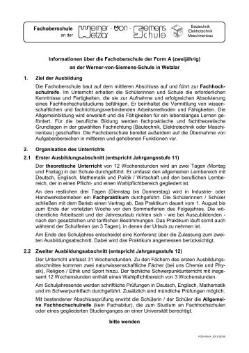 Info FOS Form A - Werner von Siemens Schule