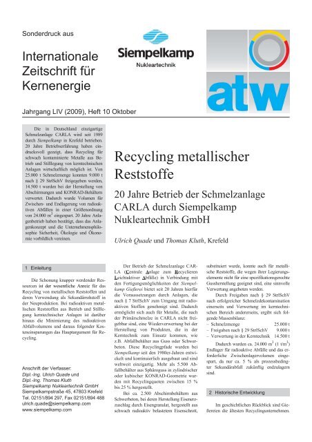 Recycling metallischer Reststoffe - Siempelkamp