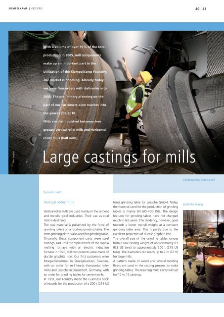 Large castings for mills - Siempelkamp