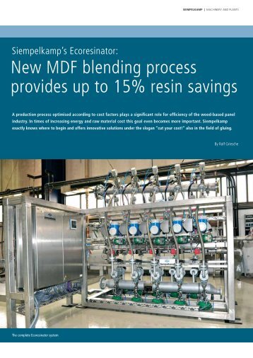 New MDF blending process provides up to 15 ... - Siempelkamp
