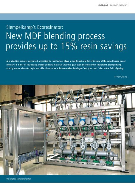 New MDF blending process provides up to 15 ... - Siempelkamp